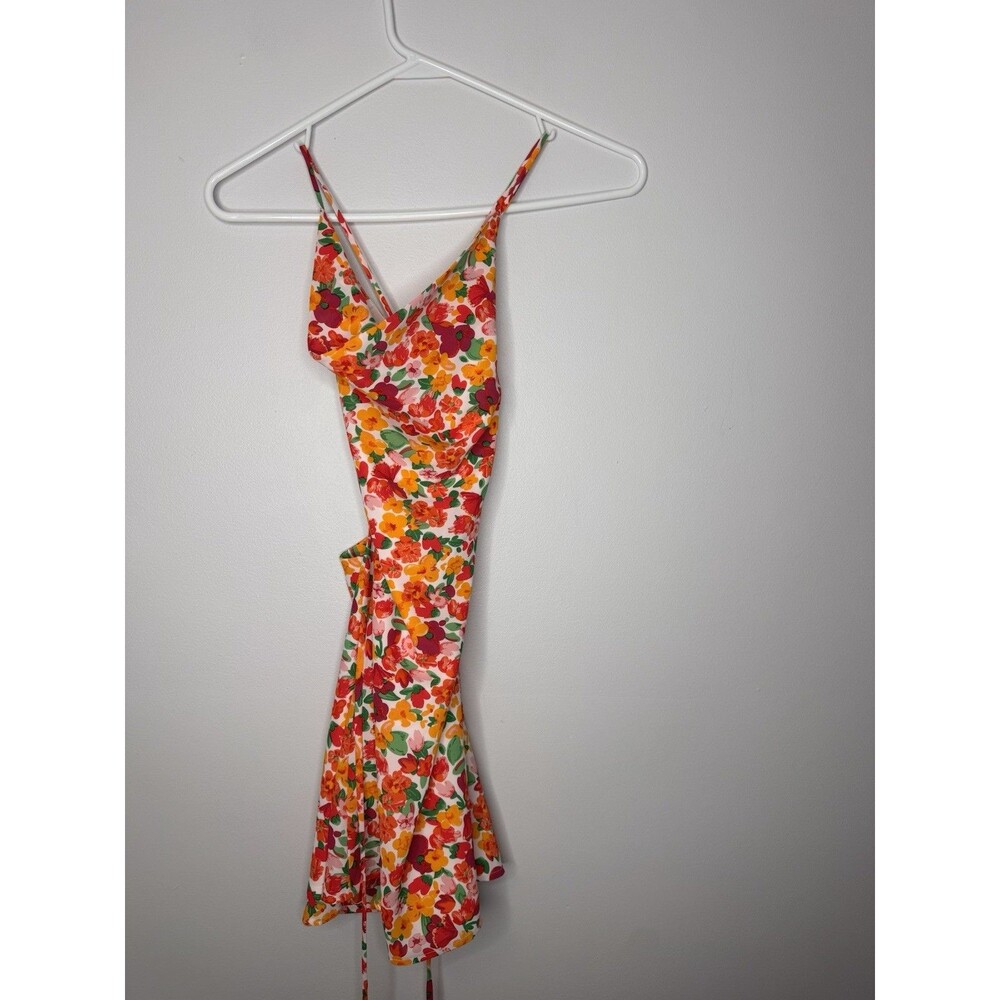 PRINCESS POLLY Rainbow Floral Celena Strappy Back Mini Dress—SZ 4